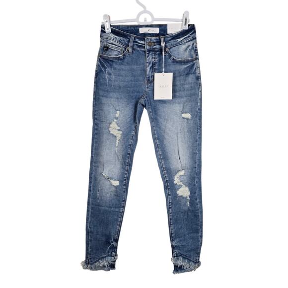 NEW NWT KanCan Destructed Distressed Mid Rise Ankle Skinny Jeans | Size 3/25 - Picture 1 of 10
